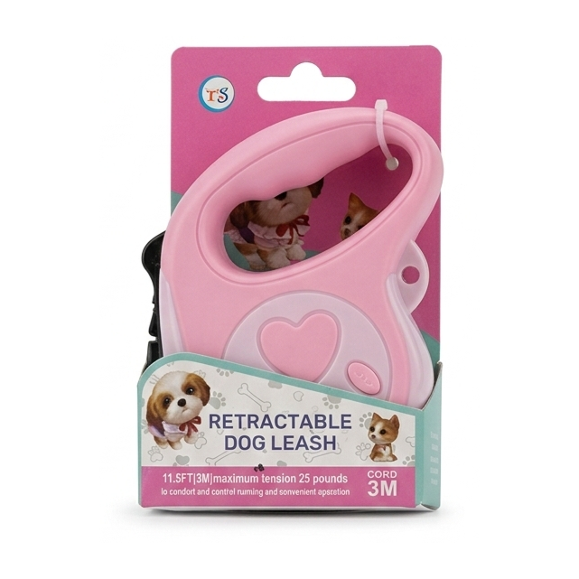 blush heart retractable leash